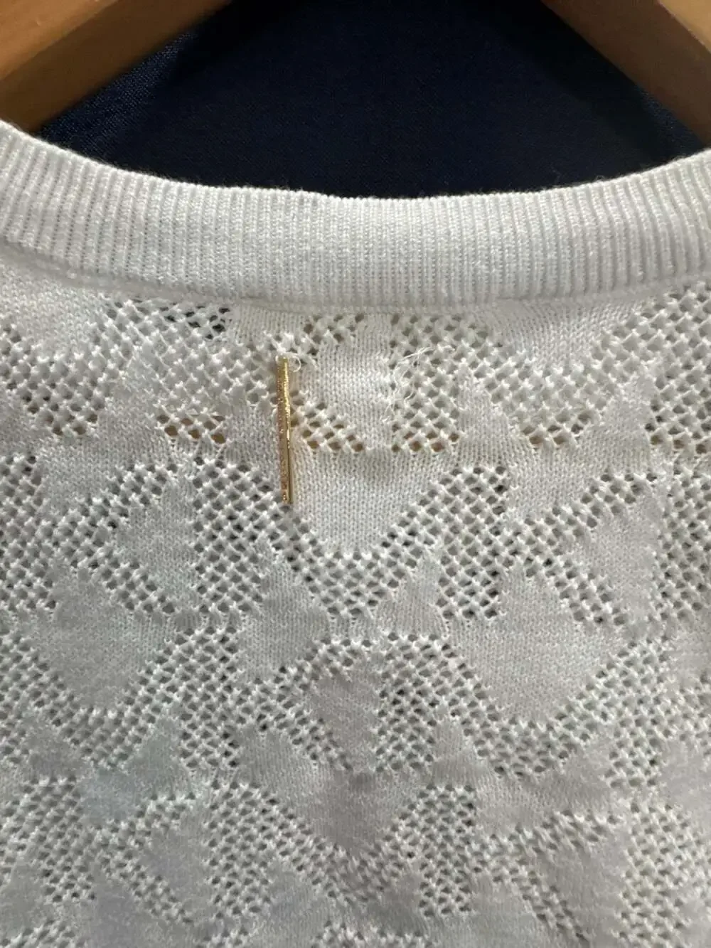 Michael Kors Women's White Monogram Open-Knit Crewneck Pullover Sweater